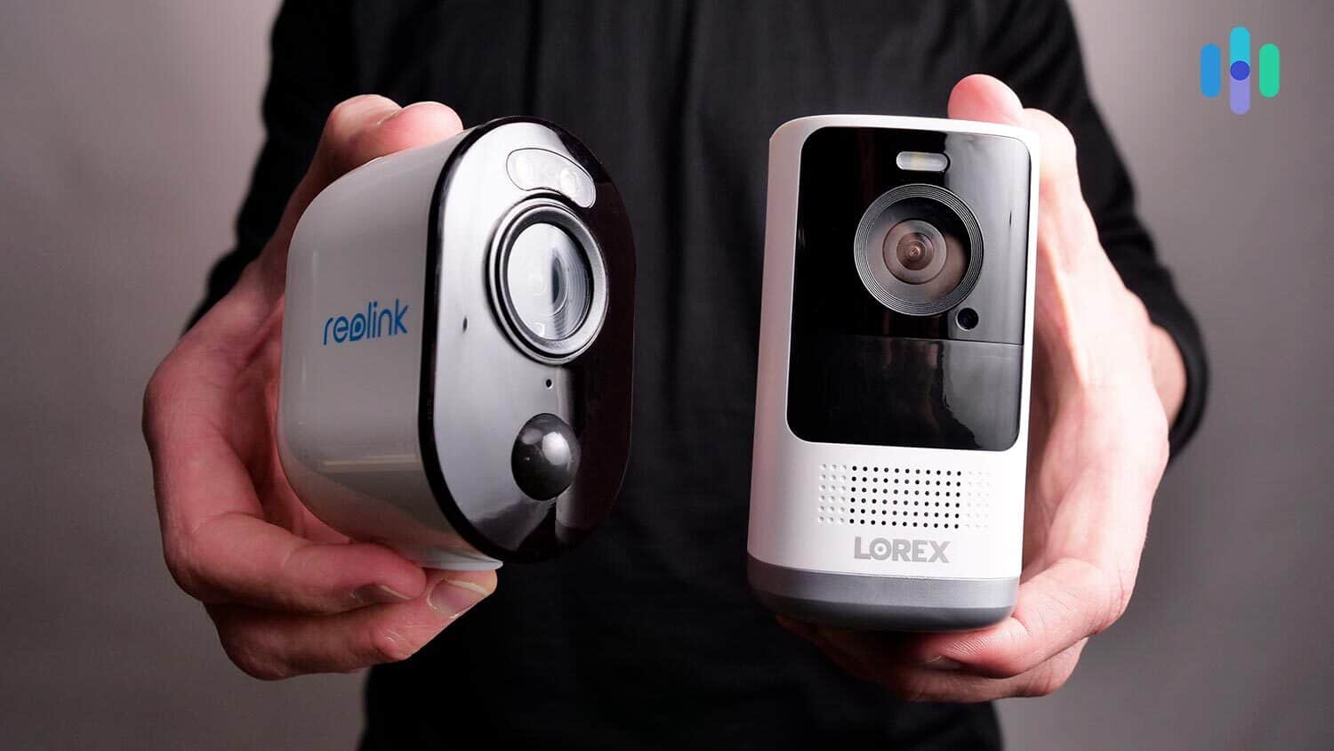 Side-by-side view of Reolink and Lorex cameras