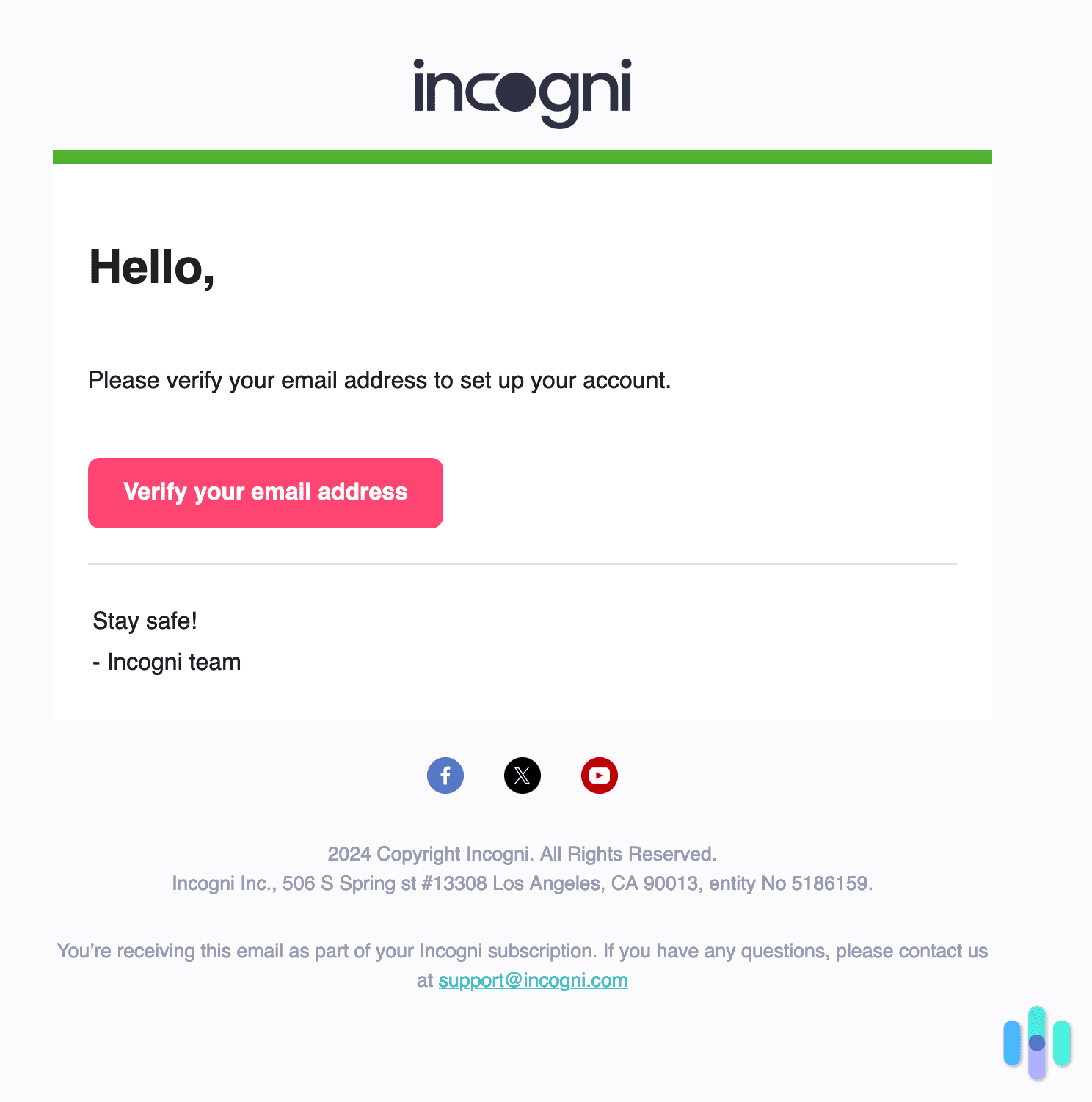 Incogni’s email verification.