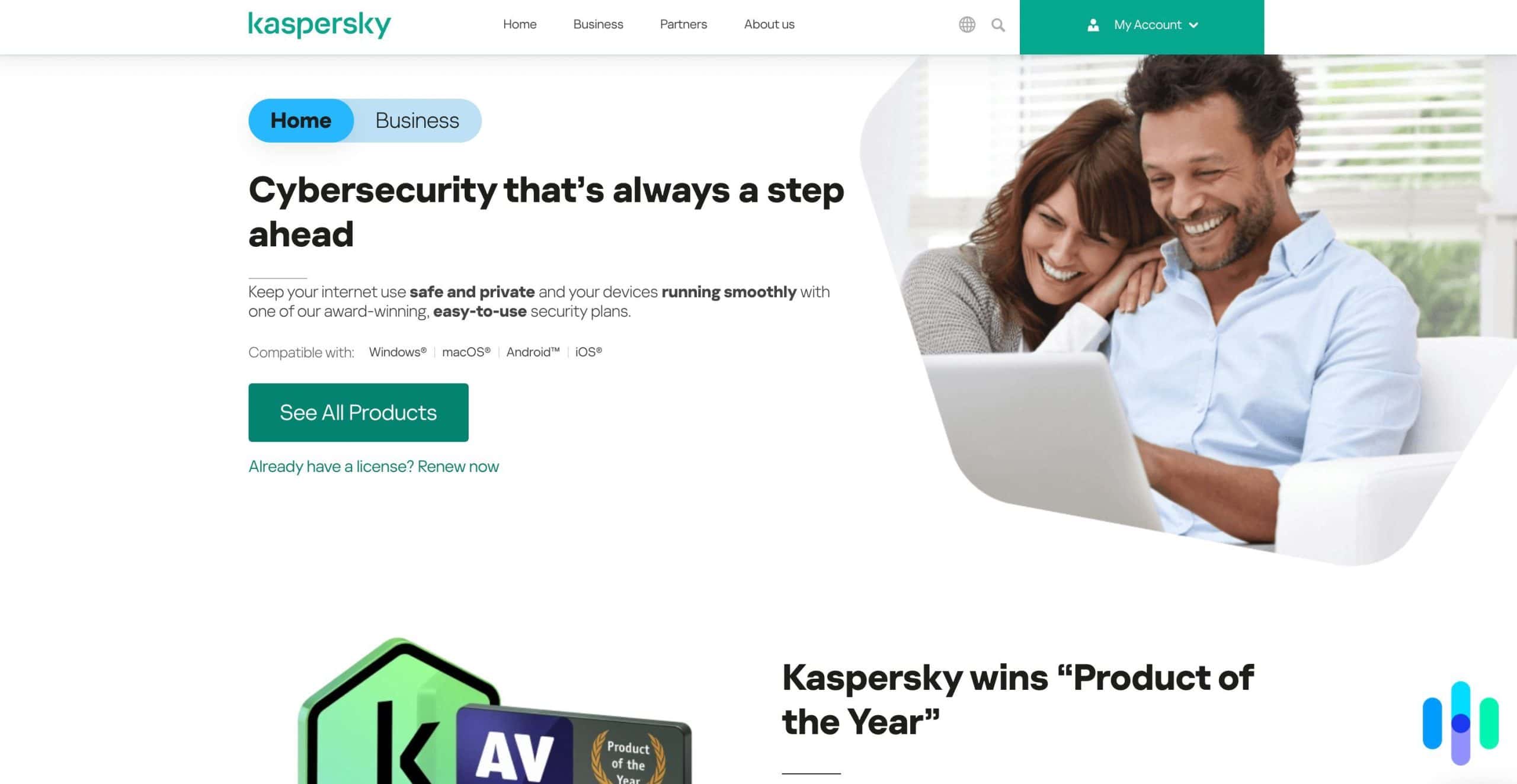 Kaspersky homepage