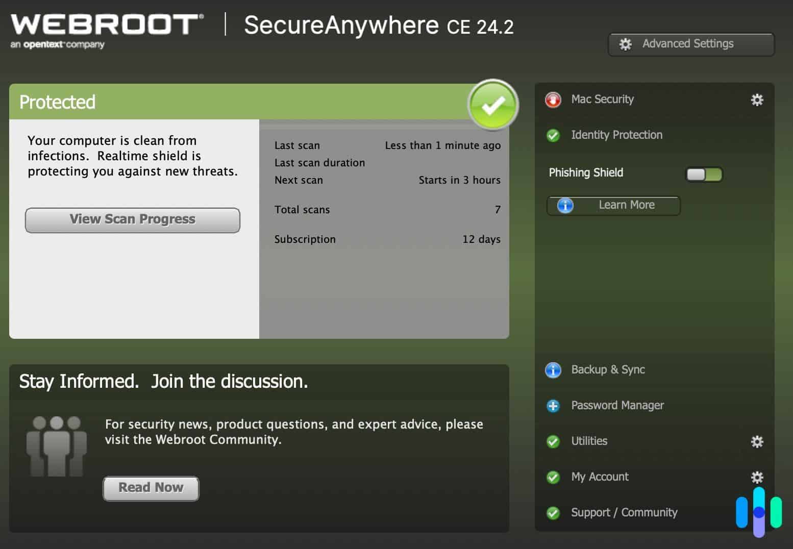 Looking at Webroot system scan results