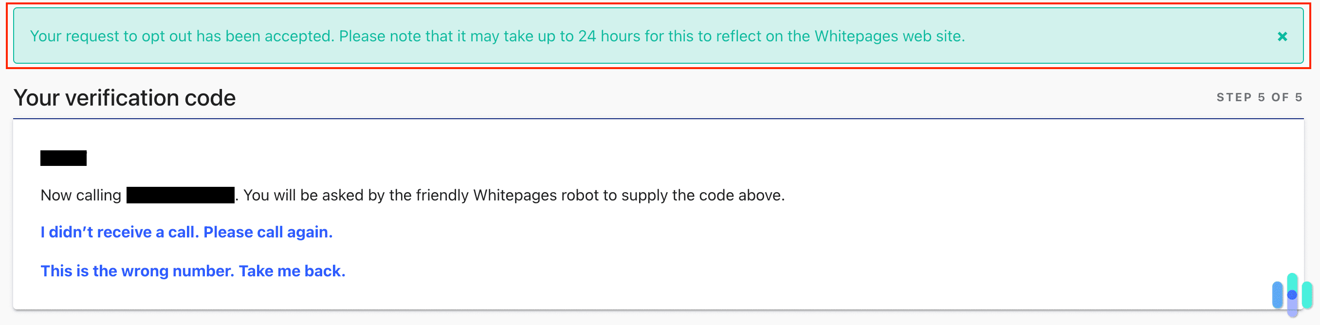 Whitepages opt out confirmation
