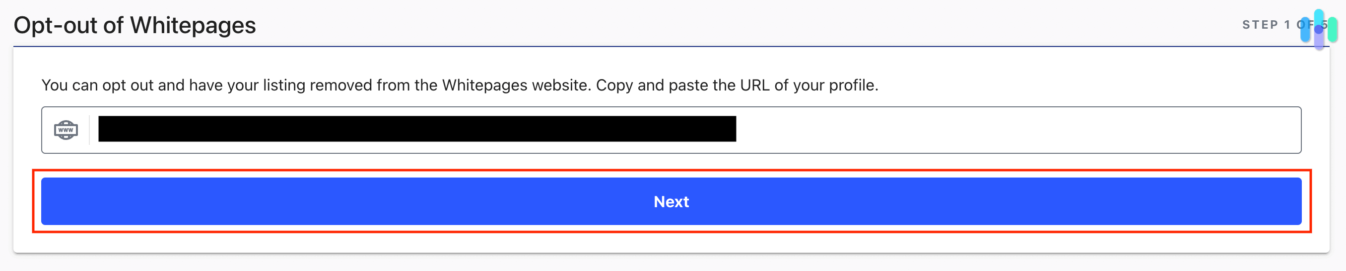 Whitepages opt out form
