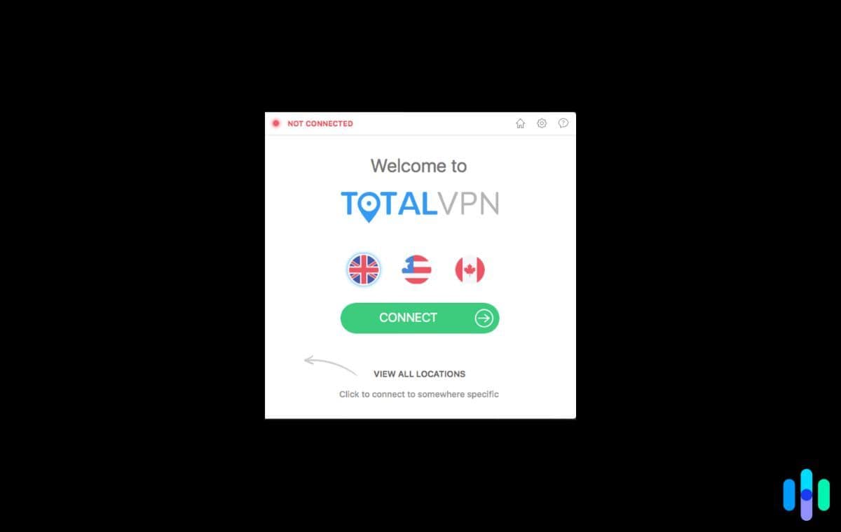Total VPN home page.