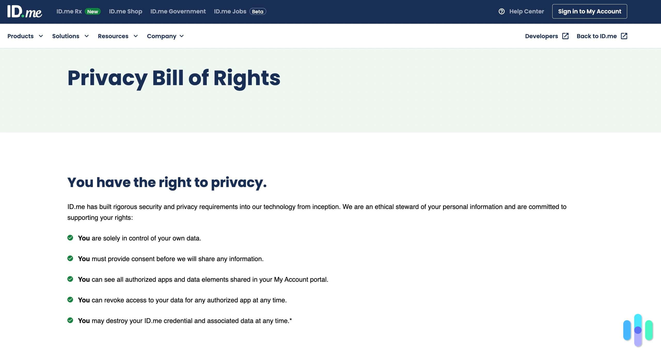 ID.me Privacy Bill of Rights