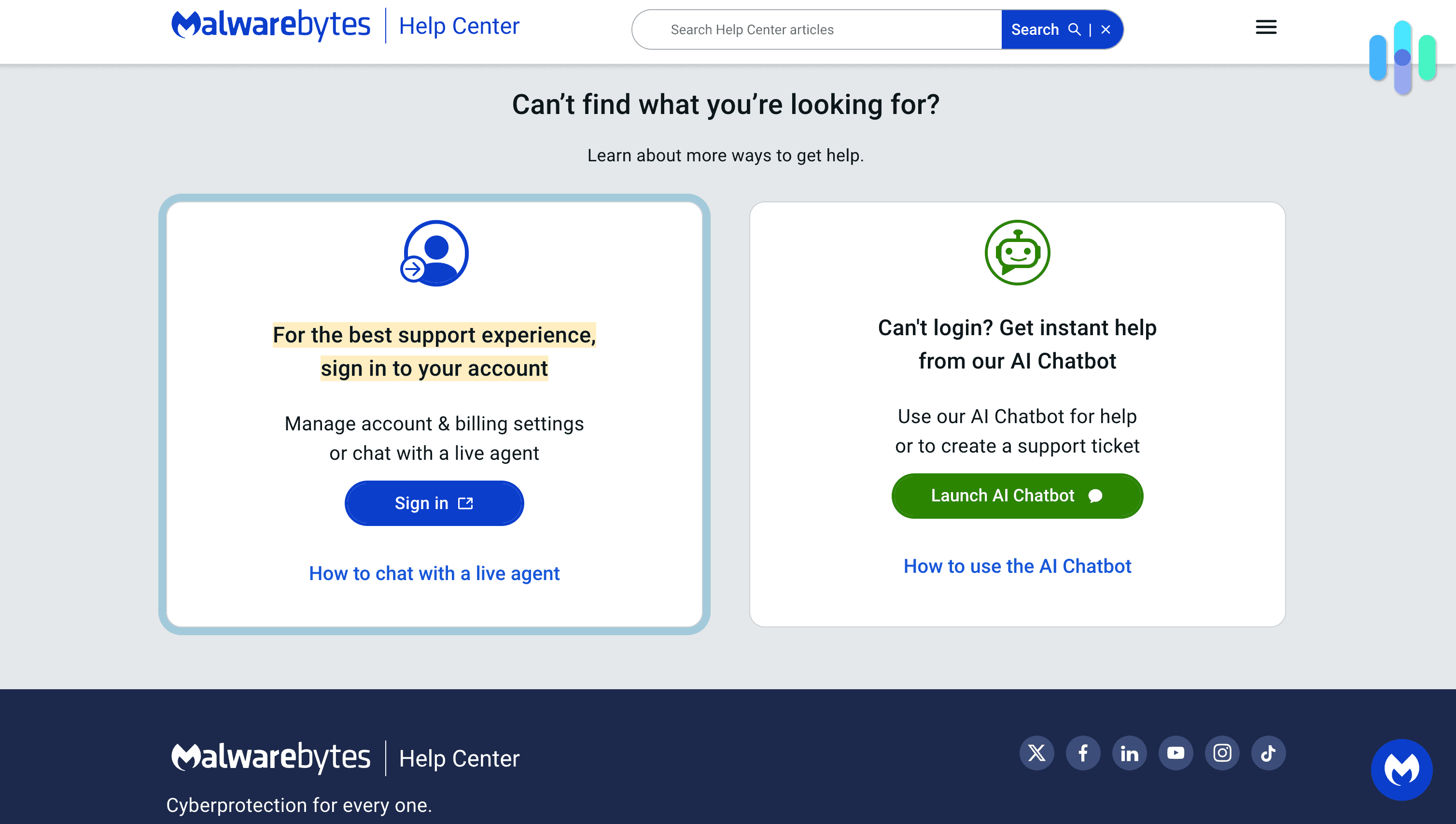 Malwarebytes customer support