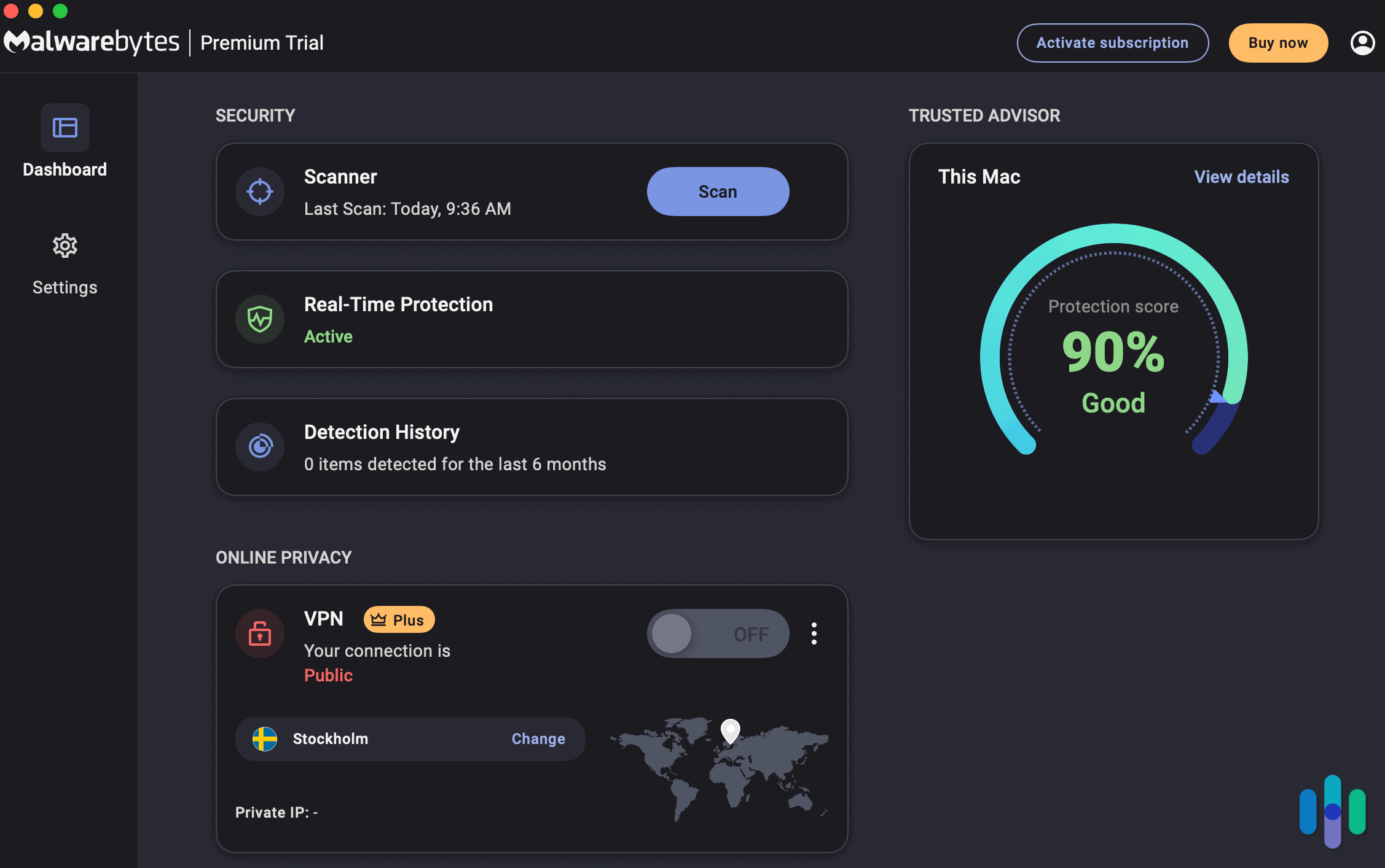 Malwarebytes dashboard app