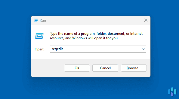 Typing "regedit" into Run on Windows