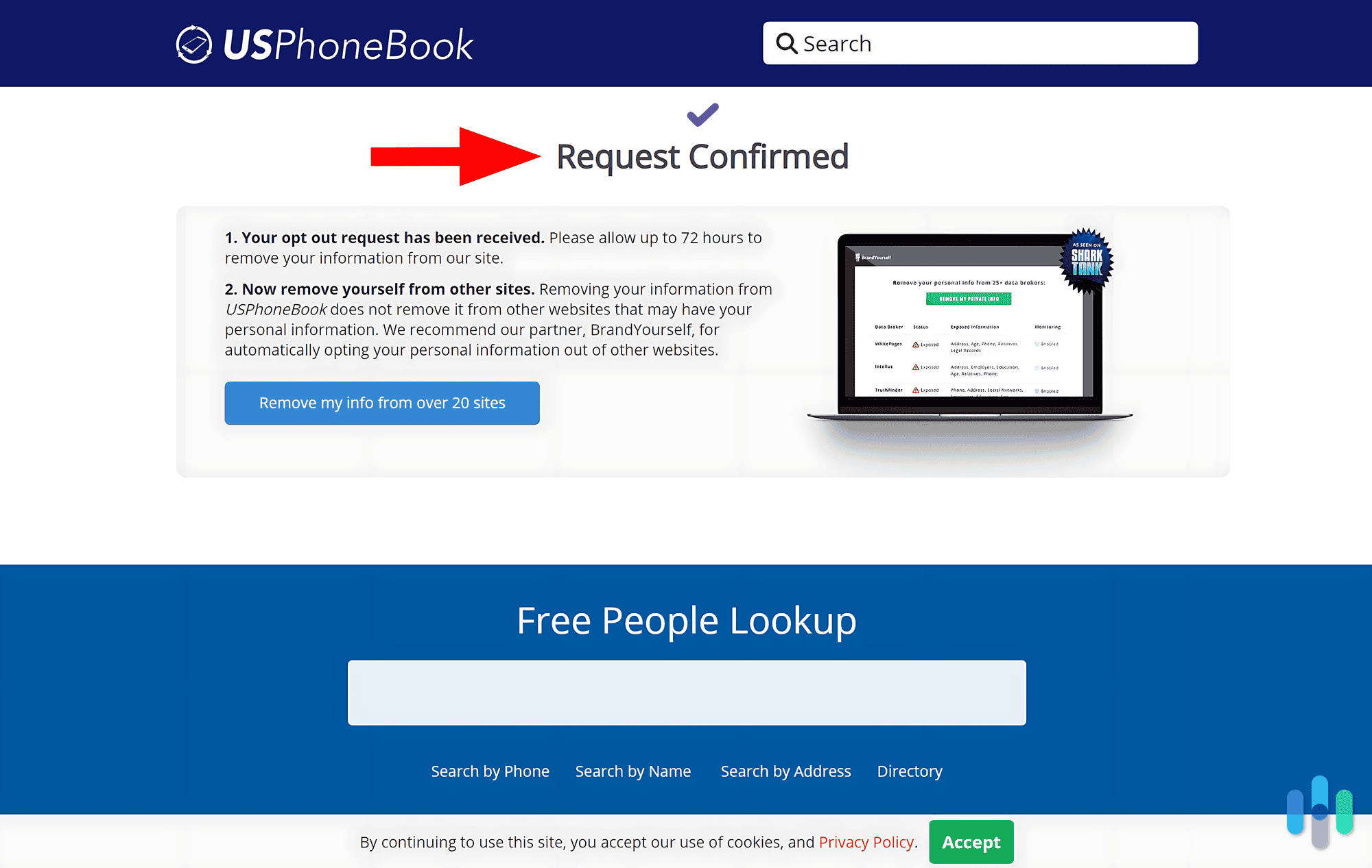 USPhoneBook confirmed our opt-out request after we verified our request.