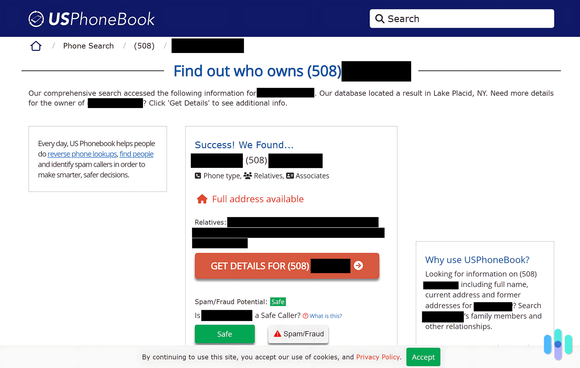 When we found our record, we needed to enter the page for our record to opt out of USPhoneBook.