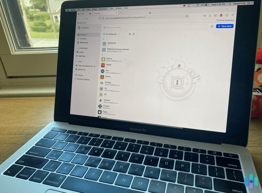 Testing out 1Password on my MacBook Pro