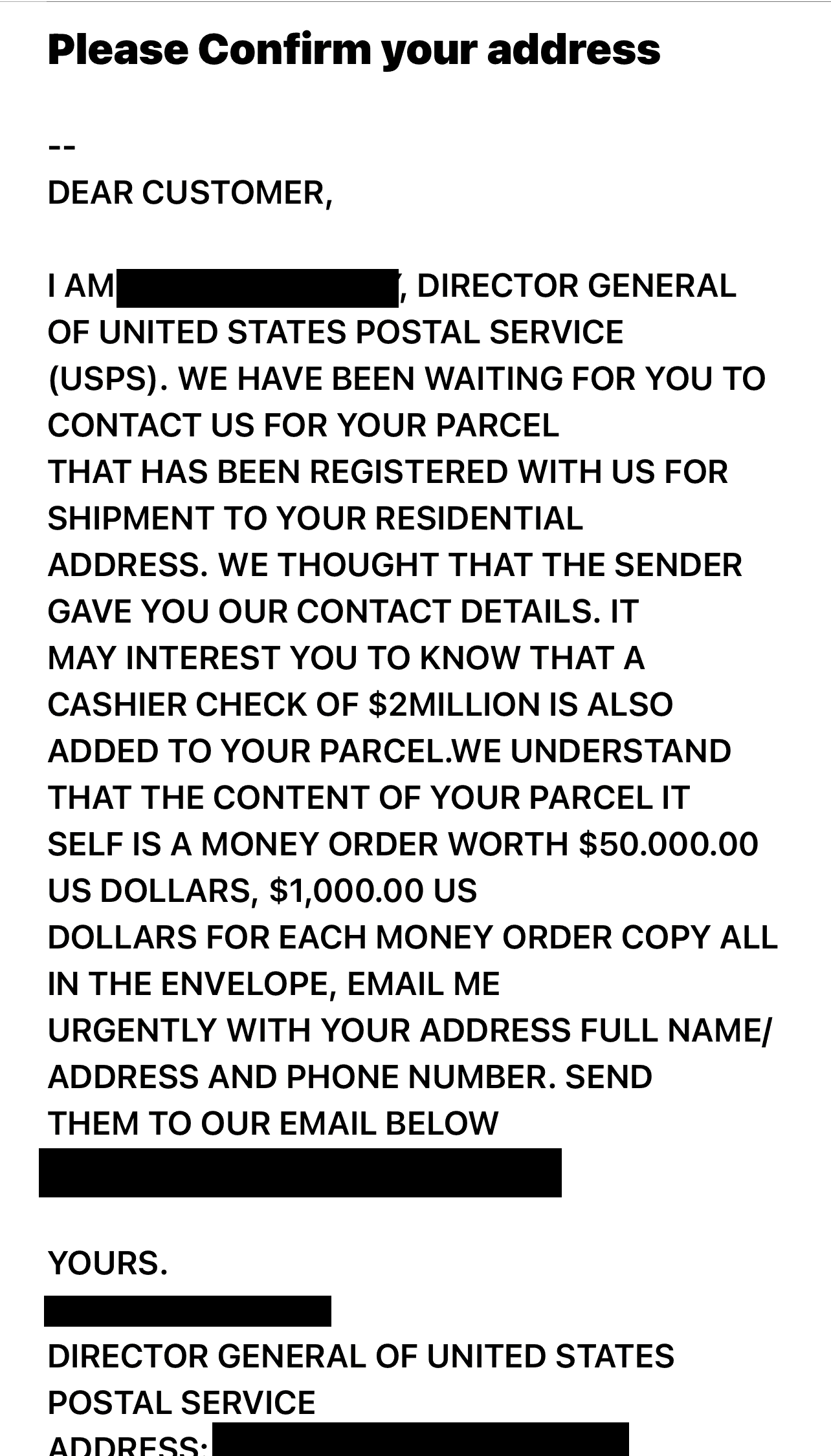 fake USPS email