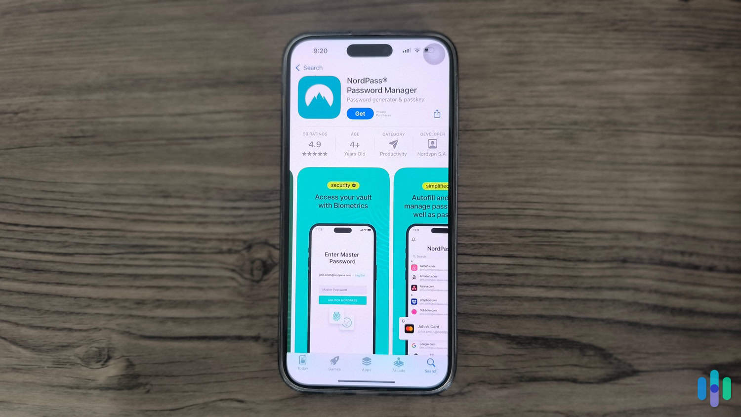 Downloading NordPass, a password manager, on an iPhone