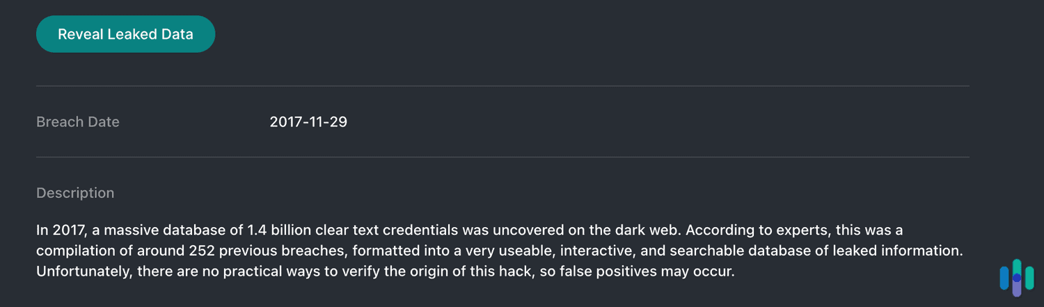 One of the breached data of ours found by NordPass