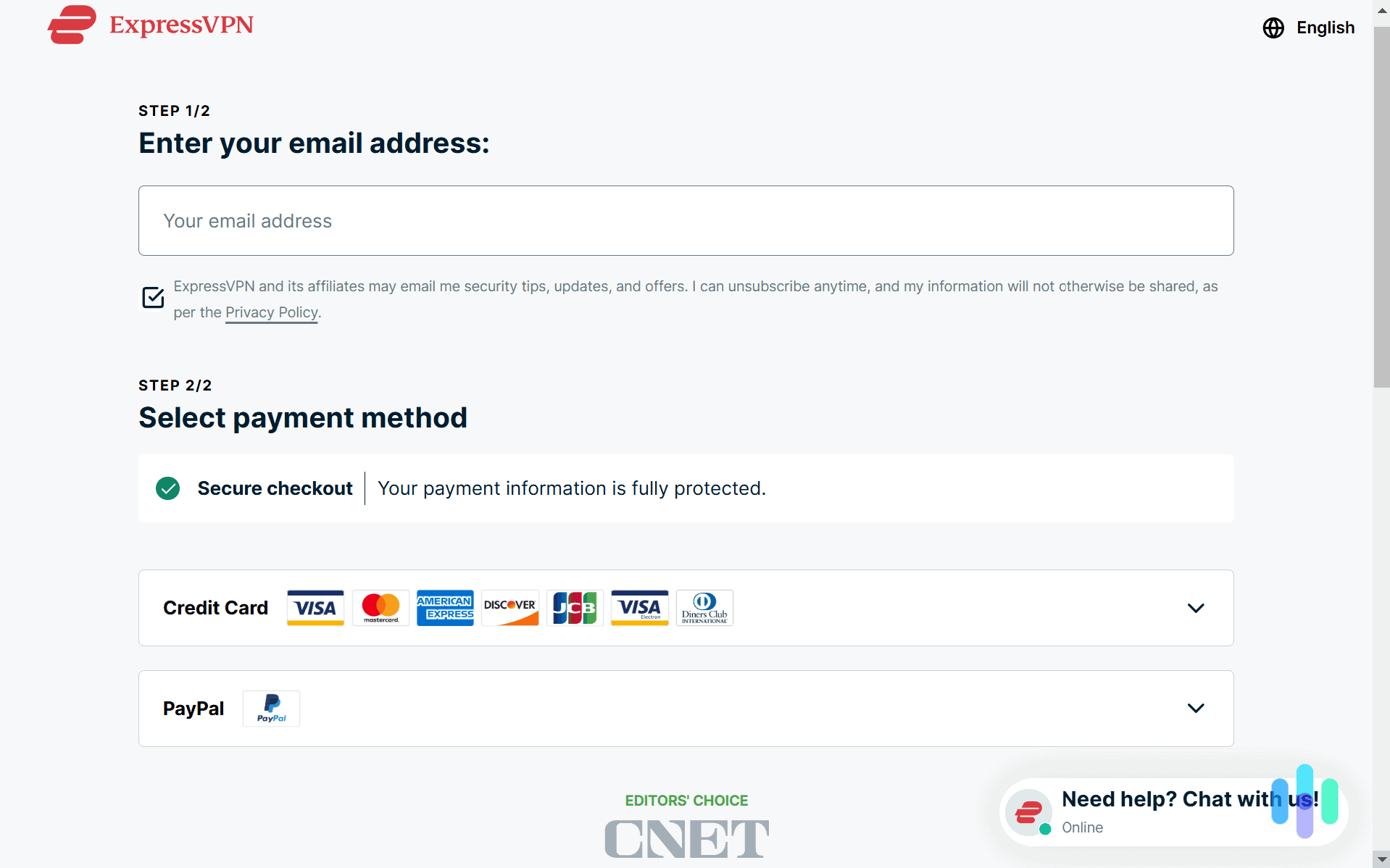 After we picked how long of a subscription we wanted, all we needed to do was enter our email and payment method.