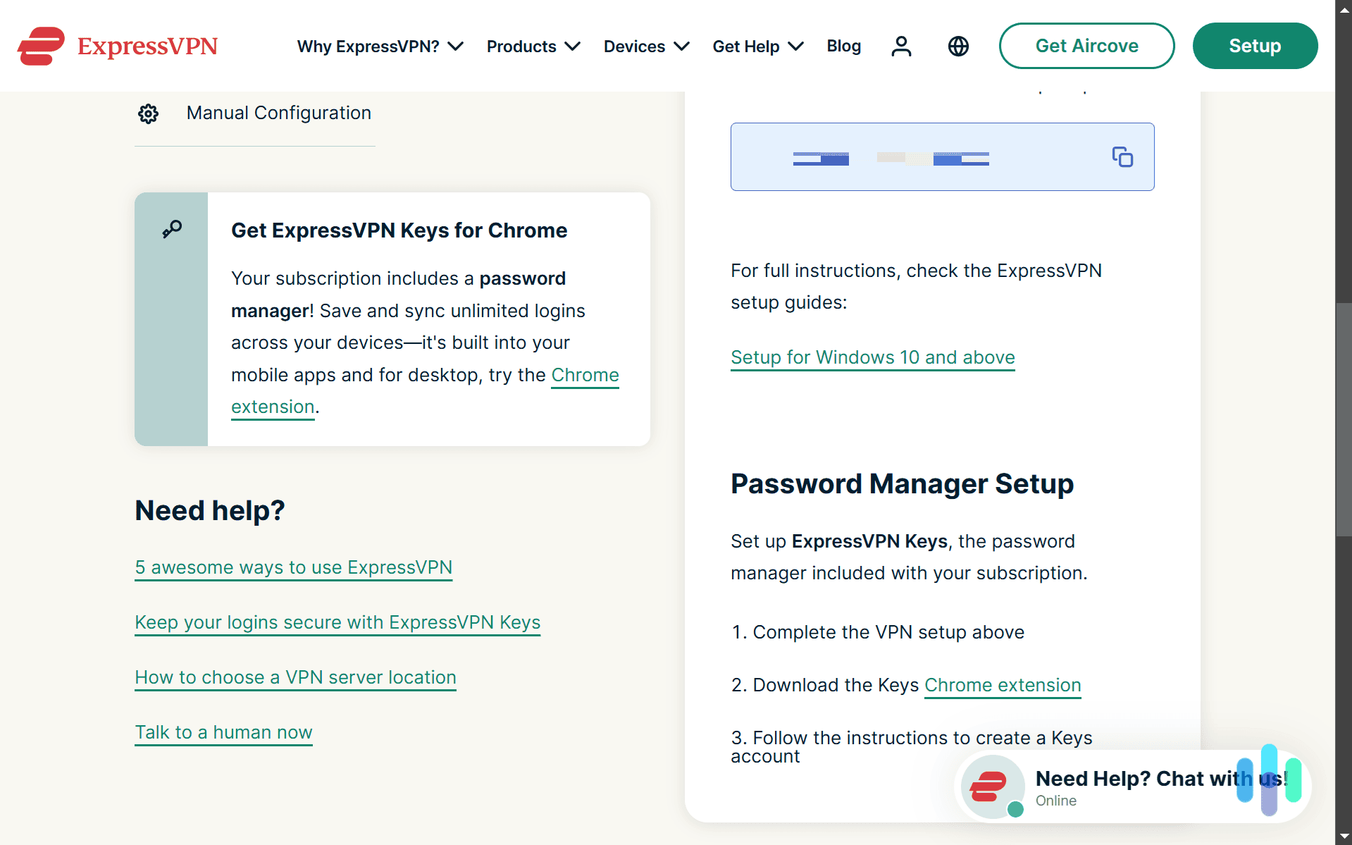 Although ExpressVPN focuses on its VPN service, there are still guides for setting up ExpressVPN Keys.