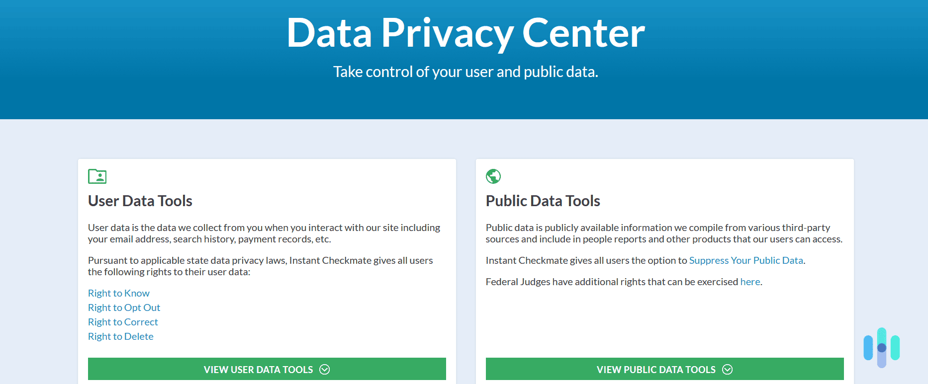 Choose the Right to Delete option to opt-out of Instant Checkmate