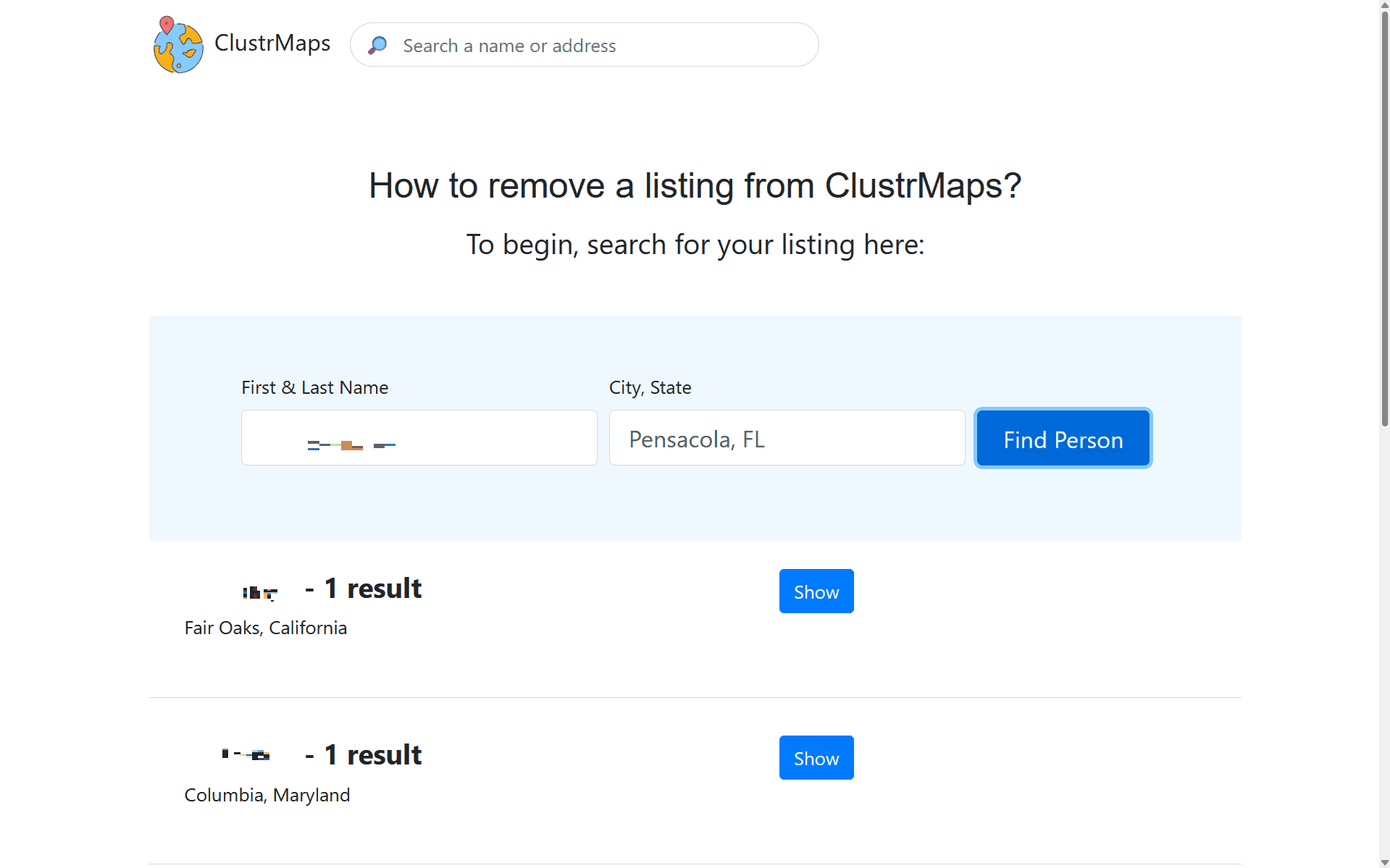 ClustrMaps didn’t have our current information.