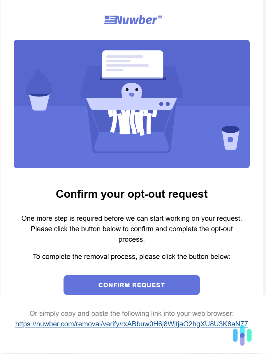 Confirm the data removal request via email.