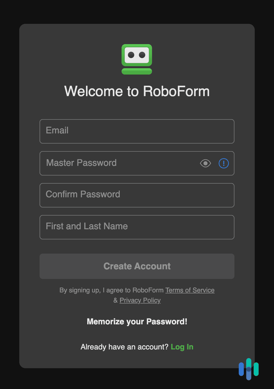 One of the first things you need to do with RoboForm is create a master password.