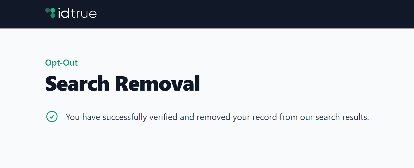 This is the final confirmation message for your data removal request.