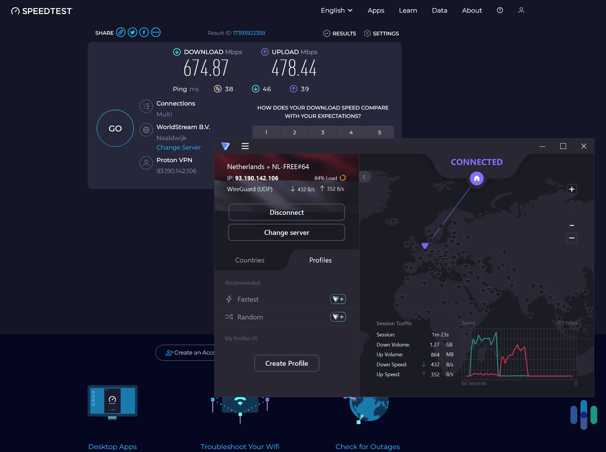 Proton VPN's free servers provided us with fast browsing, streaming, and gaming speeds.