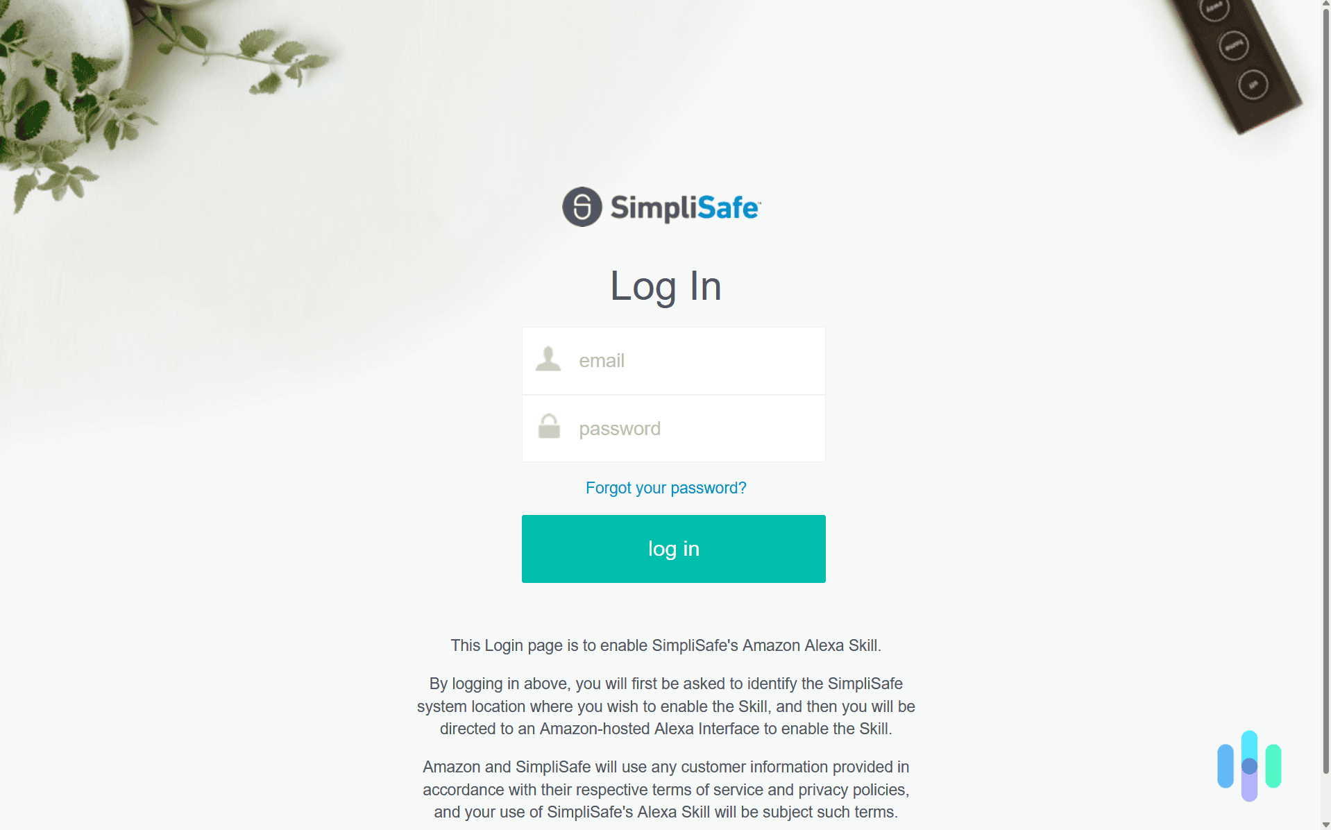 For Alexa to connect with our SimpliSafe system, we needed to link our SimpliSafe account to our Amazon account.