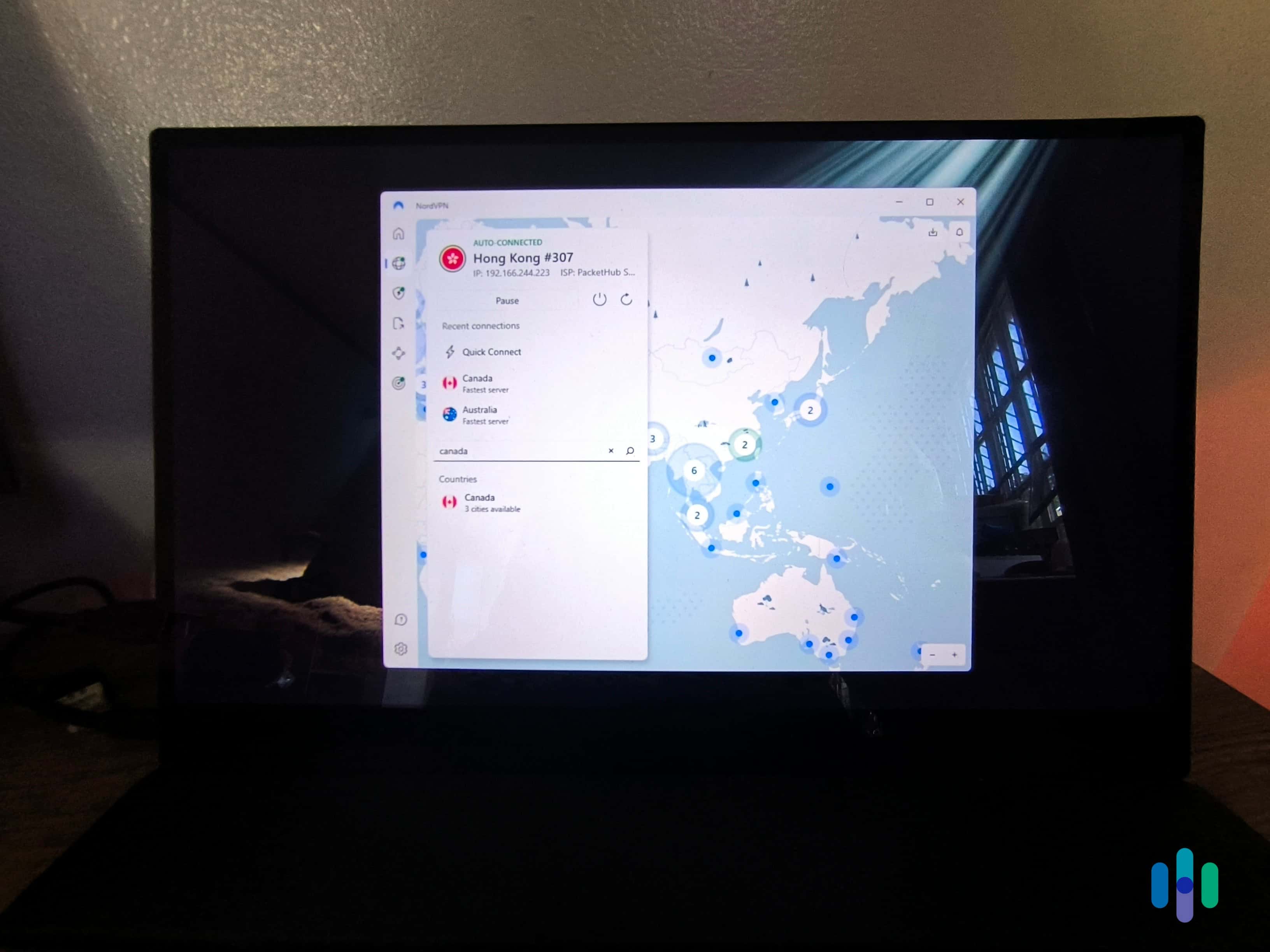 Testing NordVPN features on a Windows 11 computer