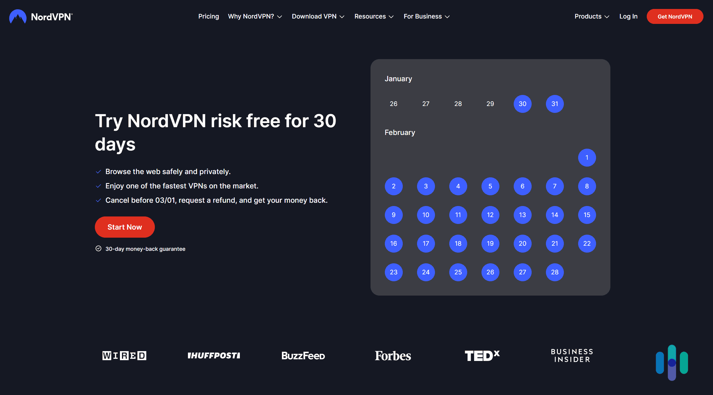 We believe you can try NordVPN risk-free since it backs all purchases with a 30-day money-back guarantee.