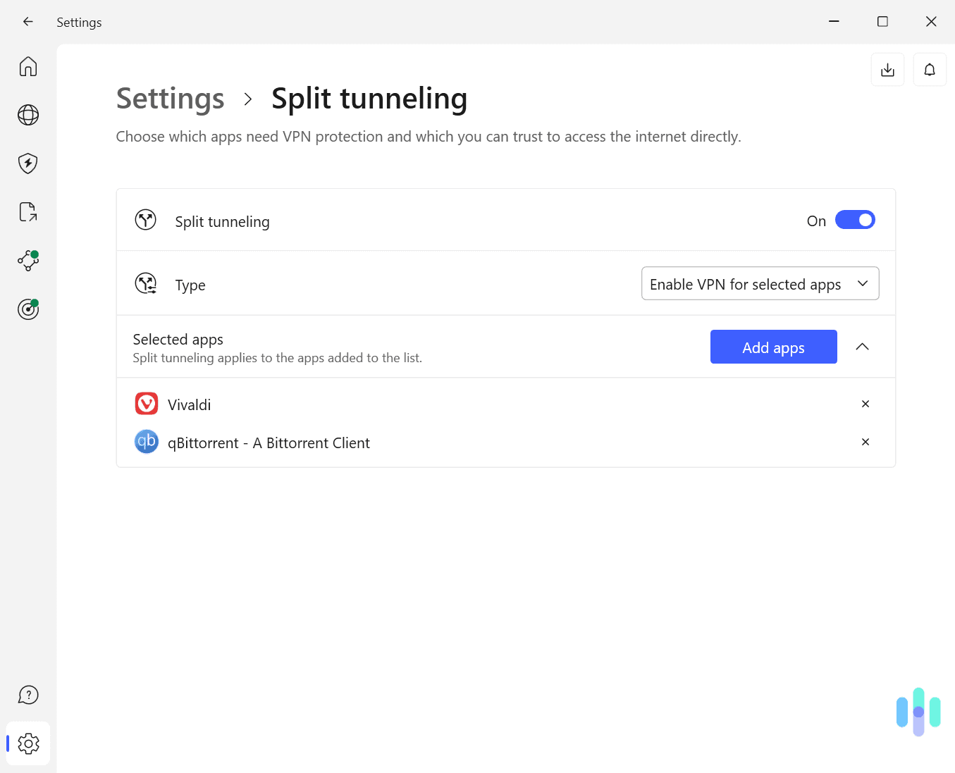 You can use split tunneling to boost VPN speeds by only encrypting traffic that you want to secure.