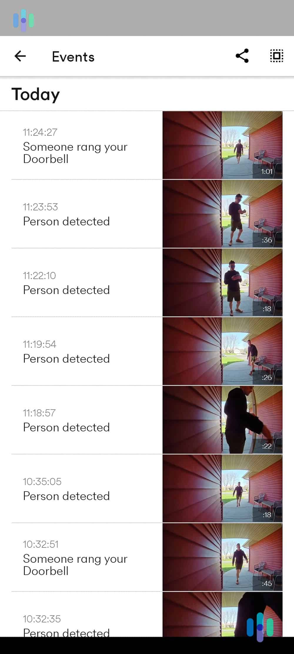 Vivint app doorbell event history