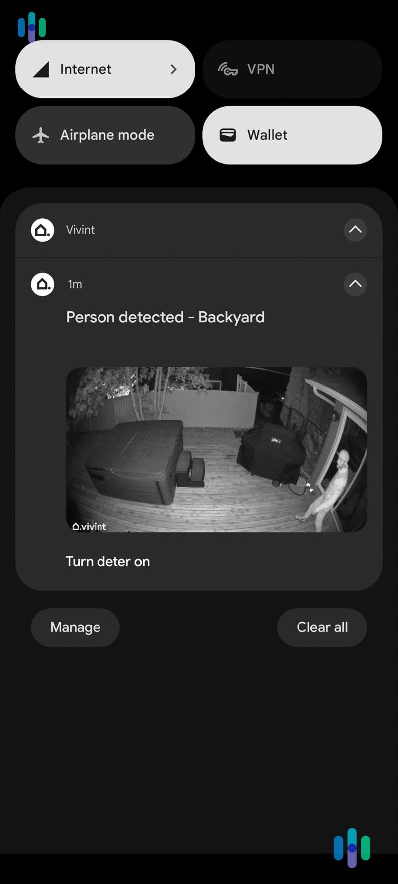 Vivint app outdoor person detected notification