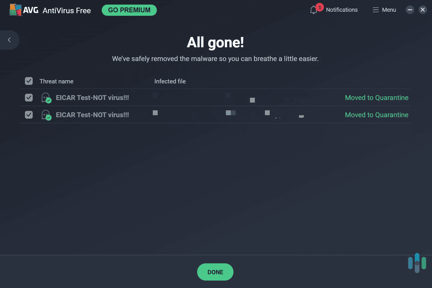 We made sure each antivirus is able to block or detect and quarantine malware test files.